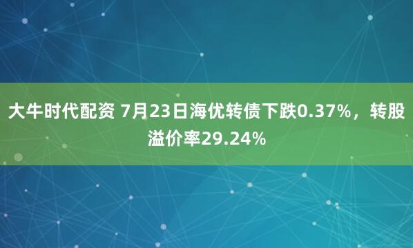 大牛时代配资 7月23日海优转债下跌0.37%，转股溢价率29.24%