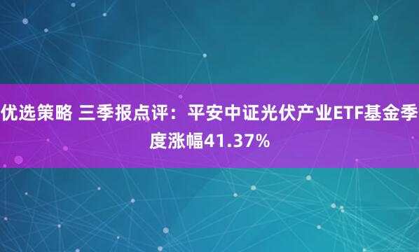 优选策略 三季报点评：平安中证光伏产业ETF基金季度涨幅41.37%